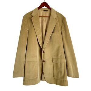 Vintage Levi Strauss Tan Khaki Two Button Corduroy Blazer Jacket Elbow Patch 44R